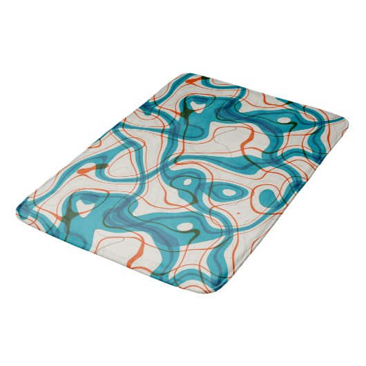 Turquoise en rode swirls badmat (Gekanteld)