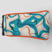 Turquoise en rode swirls golfheadcover (Voorkant)