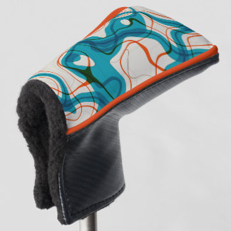 Turquoise en rode swirls golfheadcover