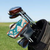 Turquoise en rode swirls golfheadcover (Insitu)