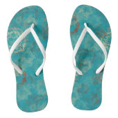 Turquoise en roest abstract teenslippers (Voetbed)