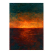 Turquoise en Roestige Horizon Abstract Met Gloeien