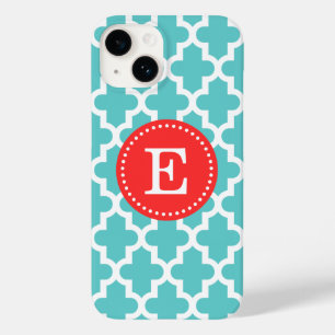 Turquoise en Rood Modern Marokkaans Monogram Case-Mate iPhone 14 Hoesje