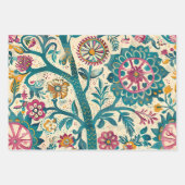 Turquoise en roze batikprint inpakpapier vel (Voorkant 2)