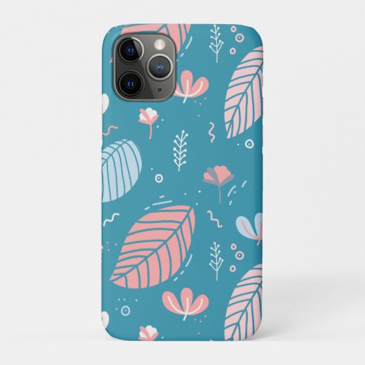 Turquoise en roze bladeren en doedels Case-Mate iPhone case (Achterkant)