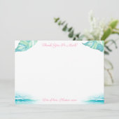 Turquoise en roze bruiloft bedankkaart (Staand voorkant)