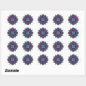 Turquoise en roze Glas in lood Mandala Ronde Sticker (Vel)