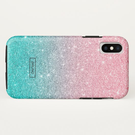 Turquoise en roze glitter ombre Case-Mate iPhone case (Achterkant (horizontaal))