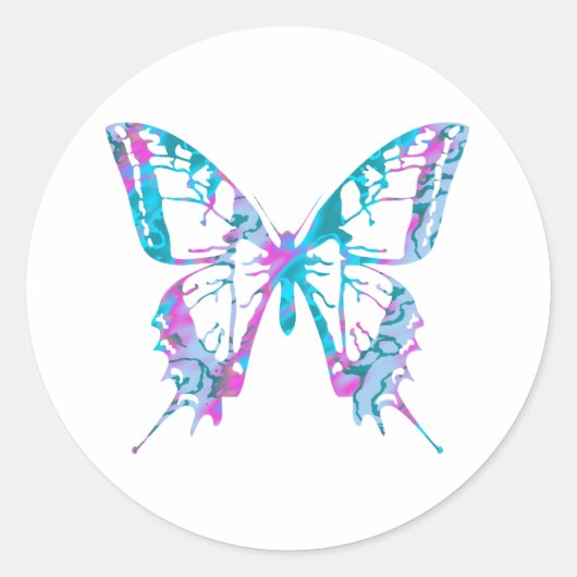 Turquoise en roze vlinder Stickers (Voorkant)