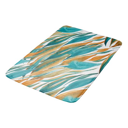Turquoise en Rust Herfst Art Badmat (Gekanteld)