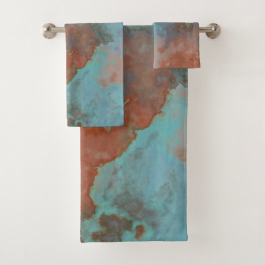 Turquoise en Rust Marmer Abstract Bad Handdoek (Insitu)