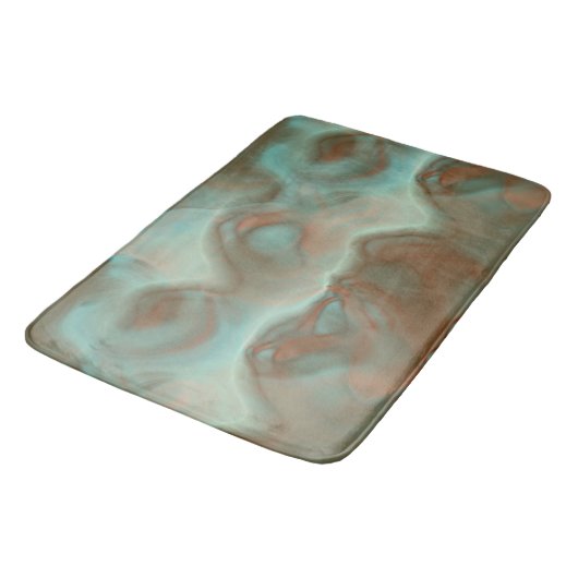 Turquoise en Rust Marmer Abstract Badmat (Gekanteld)