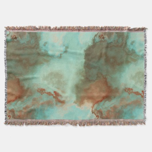 Turquoise en Rust Marmer Abstract Deken (Voorkant)