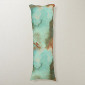 Turquoise en Rust Marmer Abstract Lichaamskussen (Voorkant Verticaal)