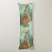 Turquoise en Rust Marmer Abstract Lichaamskussen (Achterkant (Verticaal))