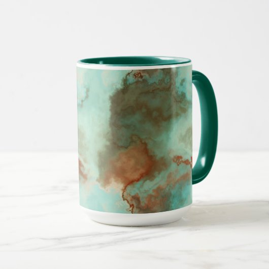 Turquoise en Rust Marmer Abstract Mok (Voorkant rechts)