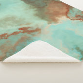Turquoise en Rust Marmer Abstract Sherpa Deken (3/4)