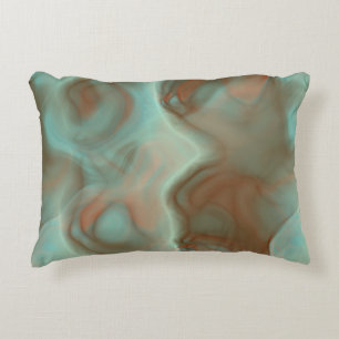 Turquoise en Rust Marmer Abstract Tapijt Accent Kussen