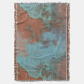 Turquoise en Rust Marmer Abstract Tapijt Deken (Voorkant Verticaal)