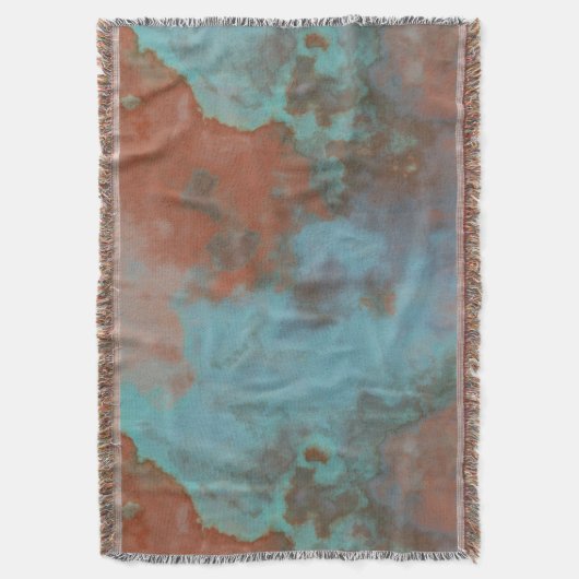 Turquoise en Rust Marmer Abstract Tapijt Deken (Voorkant Verticaal)
