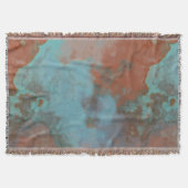 Turquoise en Rust Marmer Abstract Tapijt Deken (Voorkant)