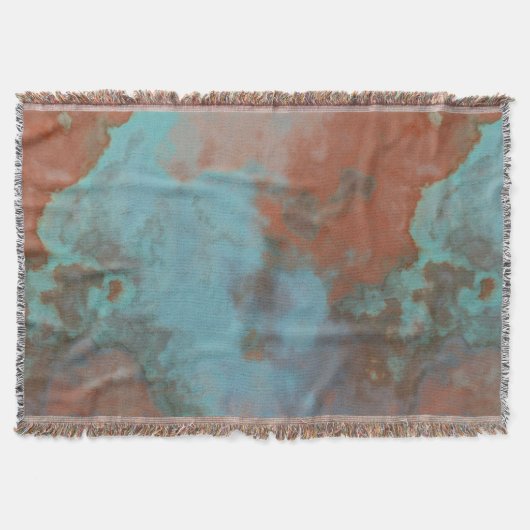 Turquoise en Rust Marmer Abstract Tapijt Deken (Voorkant)
