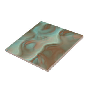 Turquoise en Rust Marmer Abstract Tegeltje