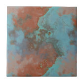 Turquoise en Rust Marmer Abstract Tegeltje (Voorkant)
