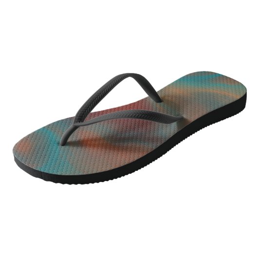 Turquoise en Rust Marmeren Swirl Abstract Teenslippers (Schuin)