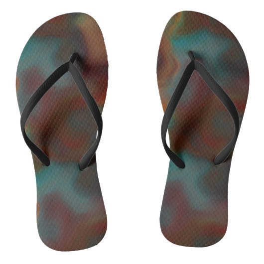 Turquoise en Rust Marmeren Swirl Abstract Teenslippers (Voetbed)