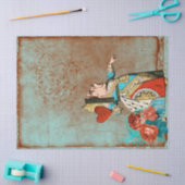 Turquoise en Rust Queen of Hearts Decoupage Tissuepapier (Craft)