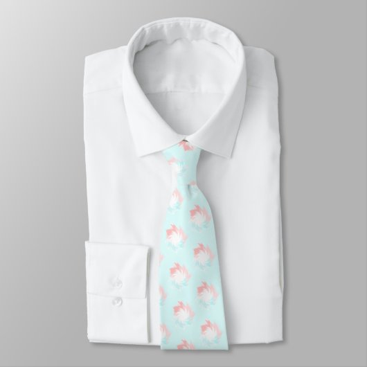 Turquoise en Salmon Pastel Pattern Stropdas (Gebonden)