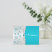 Turquoise en Silver Floral Enclosure Kaart (Staand voorkant)