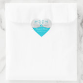 Turquoise en Silver Floral Heart Shaped Sticker (Tas)