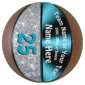 Turquoise en Silver Persoonlijke Basketball Ball Basketbal (Verticaal)