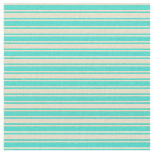 Turquoise en Tan Lined Pattern Stof (Close Up)