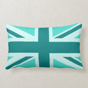 Turquoise en Teal Union Jack 2 Kussen