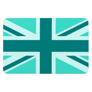 Turquoise en Teal Union Jack 2 Magneet