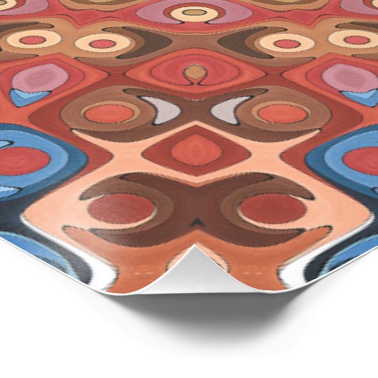 Turquoise en Terracotta geometrische mandala patro Perfect Poster (Hoek)