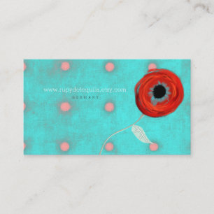 Turquoise en Vintage Roze Stippen Visitekaartje
