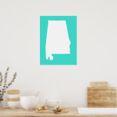 Turquoise en White Alabama Poster (Keuken)