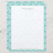 Turquoise en white Art Deco patroon Briefhoofd (Voorkant / Achterkant)