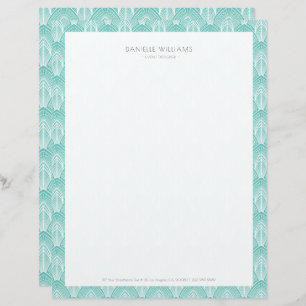 Turquoise en white Art Deco patroon Briefhoofd