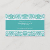 Turquoise en White Damask Visitekaartje (Achterkant)