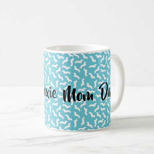 Turquoise en White Doxie Ma Moederdag Mok (Voorkant rechts)