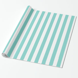 Turquoise en White Extra Large Stripe Pattern Cadeaupapier