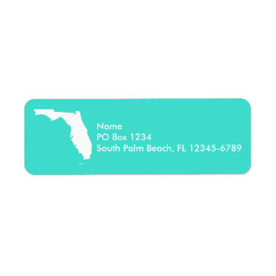 Turquoise en White Florida gepersonaliseerd Etiket
