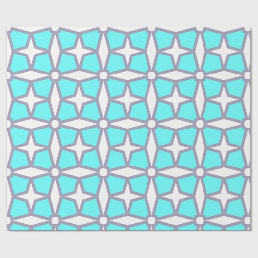 Turquoise en White Geometric Pattern Cadeaupapier (Vlak)