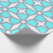 Turquoise en White Geometric Pattern Cadeaupapier (Hoek)