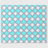 Turquoise en White Geometric Pattern Cadeaupapier (Vlak)